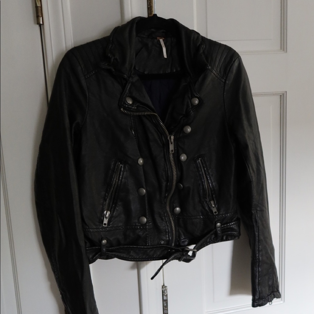 Free People Vegan Leather Moto Jacket